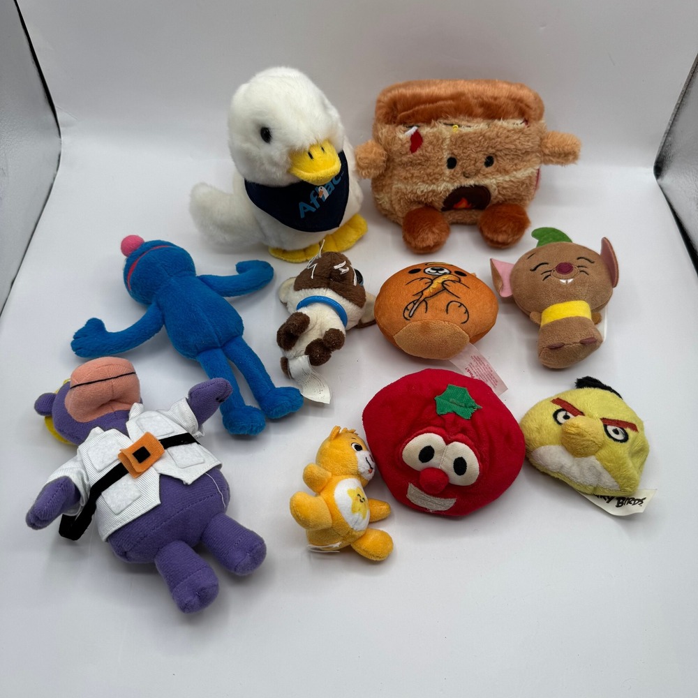 Mixed Plush Toy Lot Kids Sesame Street Care Bears Angry Birds Grover 10pc